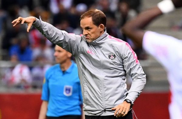 Paris Saint-Germain's German head coach Thomas Tuchel gestures during the French Ligue 1 football match between Reims (SDR) and Paris Saint-Germain (PSG) at the Auguste-Delaune stadium in Reims on May 24, 2019. PHOTO/AFP
