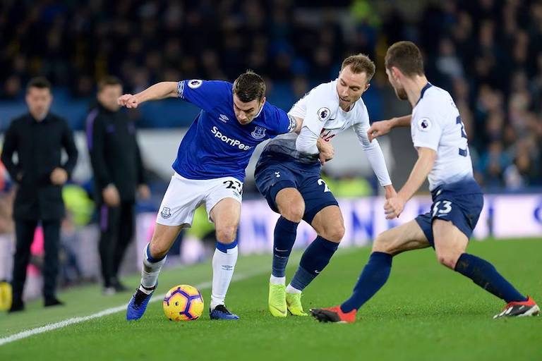 Part of the action between Everton (left) and Tottenham Hotspur at Goodison Park on December 23, 2018. PHOTO/Everton FC