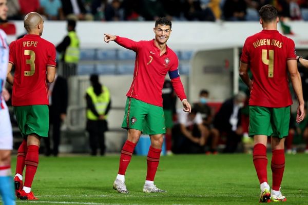 Portugal's forward Cristiano Ronaldo reacts during the FIFA World Cup Qatar 2022 qualification group A football match between Portugal and Luxembourg, at the Algarve stadium in Faro, Portugal, on October 12, 2021. PHOTO | Alamy