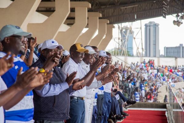 President Ruto watches on alongside other leaders during the 60th Ingwe celebrations at Nyayo Stadium. PHOTO| State House