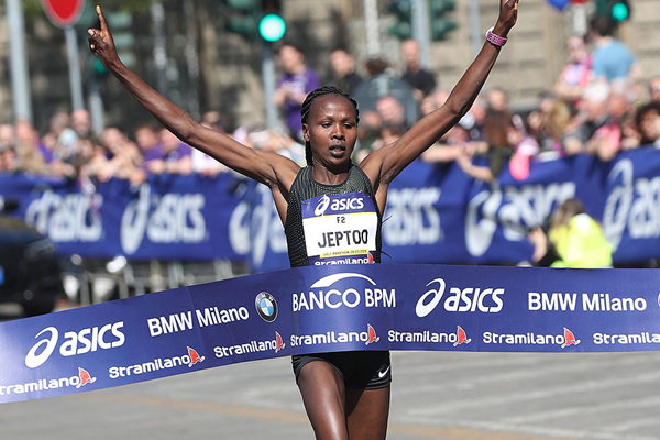 Priscah Jeptoo wins the 2019 Stramilano Half Marathon. PHOTO/IAAF