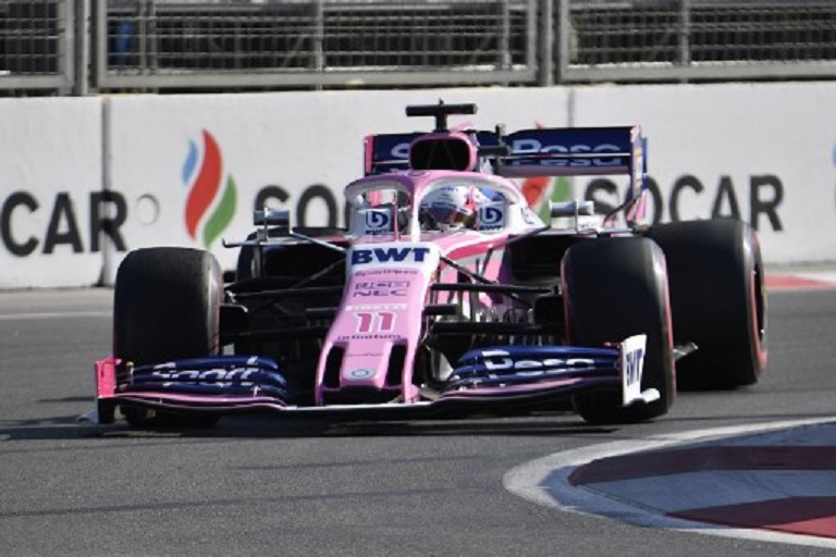 Racing Point's Mexican driver Sergio Perez steers his car during the Formula One Azerbaijan Grand Prix at the Baku City Circuit in Baku on April 28, 2019. PHOTO/AFP