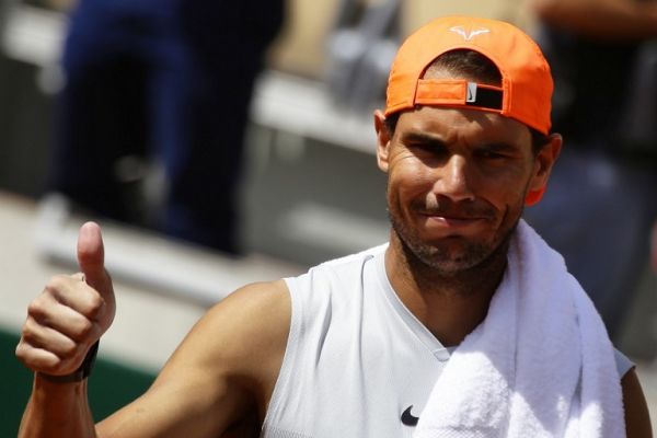 Rafael Nadal during a training session with Fernando Verdasco in the preparations of Roland Garros finals in Paris, France, on 23 May 2019. PHOTO/AFP