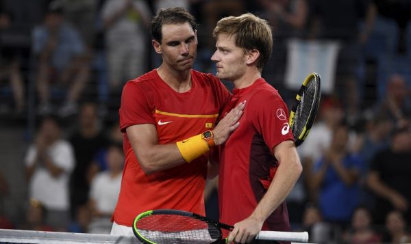 Rafael Nadal of Spain (L) congratulates David Goffin of Belgium (R) after Goffin won their men's singles match at the ATP Cup tennis tournament in Sydney on January 10, 2020. PHOTO | AFP