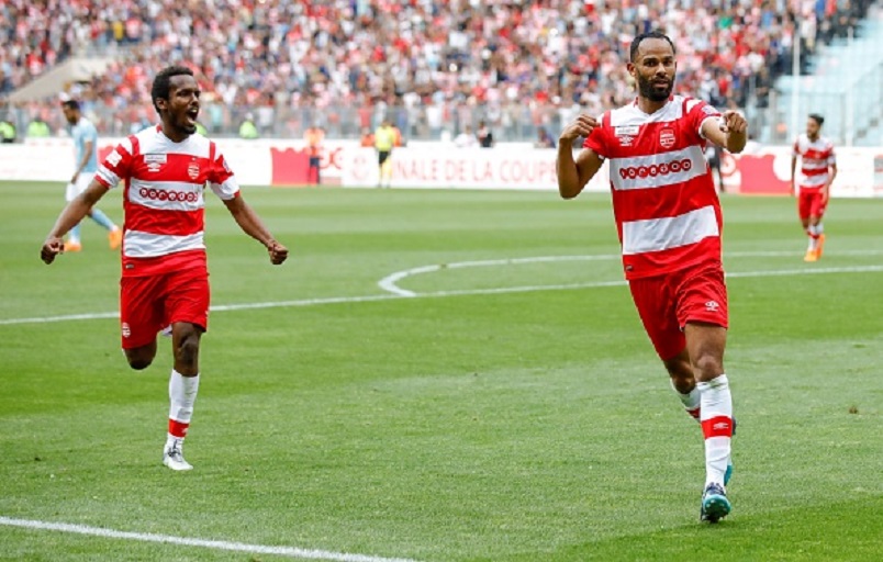 Saber Khalifa of Club Africain celebrates after scoring a goal during the Tunisian Cup final match between Etoile Sahel and Club Africain at Rades Stadium in Ben Arous, Tunisia on May 13, 2018. PHOTO/GettyImages