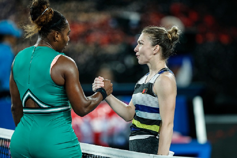 Serena Williams of the United States and Simona Halep of Romania embrace at the net following their fourth round match against Simona Halep of Romania during day eight of the 2019 Australian Open at Melbourne Park on January 21, 2019 in Melbourne, Australia. PHOTO/GettyImages
