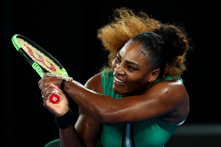 Serena Williams of the United States plays a backhand during her second round match against Eugene Bouchard of Canada during day four of the 2019 Australian Open at Melbourne Park on January 17, 2019 in Melbourne, Australia.PHOTO/GETTY IMAGES