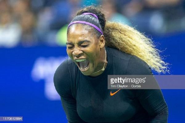 Serena Williams of the United States reacts during her match against Catherine McNally of the United States in the Women's Singles Round Two match on Arthur Ashe Stadium at the 2019 US Open Tennis Tournament at the USTA Billie Jean King National Tennis Center on August 27th, 2019 in Flushing, Queens, New York City. PHOTO/ GETTY IMAGES