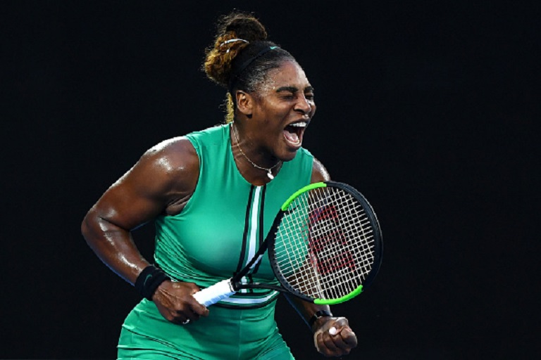Serena Williams of the United States reacts in her fourth round match against Simona Halep of Romania during day eight of the 2019 Australian Open at Melbourne Park on January 21, 2019 in Melbourne, Australia. PHOTO/GettyImages