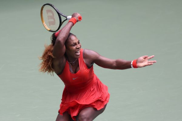 Serena Williams of the United States returns the ball during her Women's Singles quarterfinal match against Tsvetana Pironkova of Bulgaria on Day Ten of the 2020 US Open at the USTA Billie Jean King National Tennis Center on September 9, 2020 in the Queens borough of New York City. PHOTO | AFP