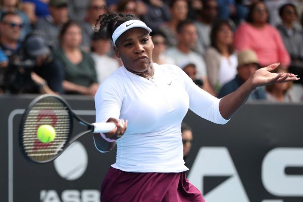 Serena Williams of the US hits a return against Camila Giorgi of Italy during their women's singles first round match during the Auckland Classic tennis tournament in Auckland on January 7, 2020. PHOTO | AFP