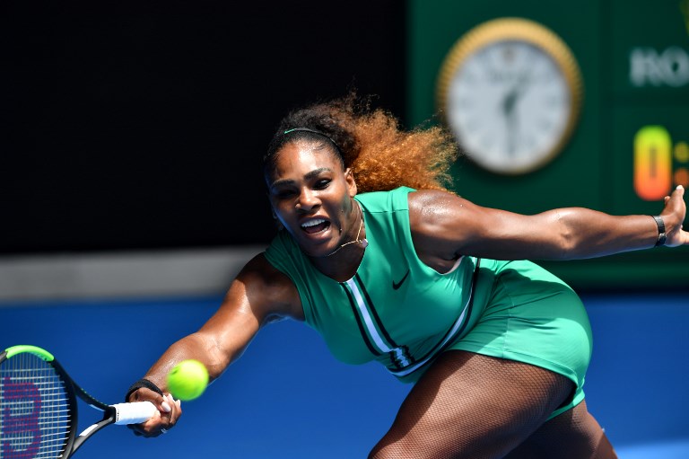 Serena Williams of the US hits a return against Germany's Tatjana Maria during their women's singles match on day two of the Australian Open tennis tournament in Melbourne on January 15, 2019. PHOTO/AFP