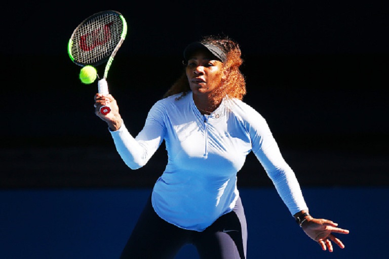 Serena Williams of the USA hits a backhand during a practice session ahead of the 2019 Australian Open at Melbourne Park on January 06, 2019 in Melbourne, Australia.PHOTO/GETTY IMAGES