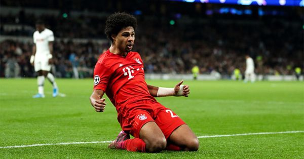 Serge Gnabry of Bayern Munich celebrates after scoring a goal to make it 2-5 during the UEFA Champions League group B match between Tottenham Hotspur and Bayern Muenchen at Tottenham Hotspur Stadium on October 1, 2019 in London, United Kingdom. PHOTO/ GETTY IMAGES