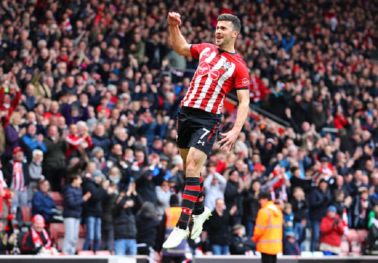 Shane Long of Southampton celebrates after scoring his team's third goal during the Premier League match between Southampton FC and Wolverhampton Wanderers at St Mary's Stadium on April 13, 2019 in Southampton, United Kingdom. PHOTO/ GETTY IMAGES