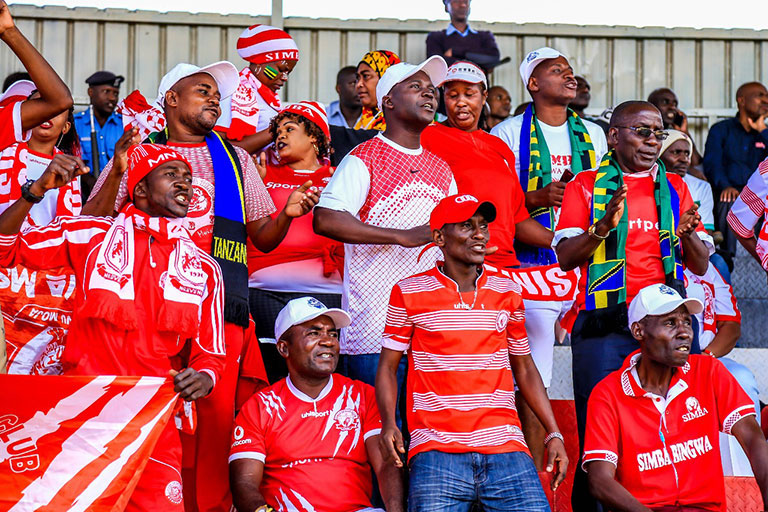 Simba SC fans in full voice at the Afraha Stadium, Nakuru in the 2018 SportPesa Cup. PHOTO/File