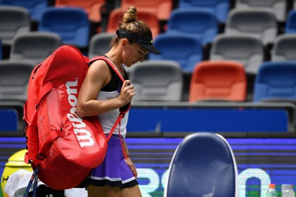 Simona Halep of Romania leaves the court following her third round women's singles match against Elena Rybakina of Kazakhstan at the Wuhan Open tennis tournament in Wuhan on September 25, 2019. PHOTO | AFP
