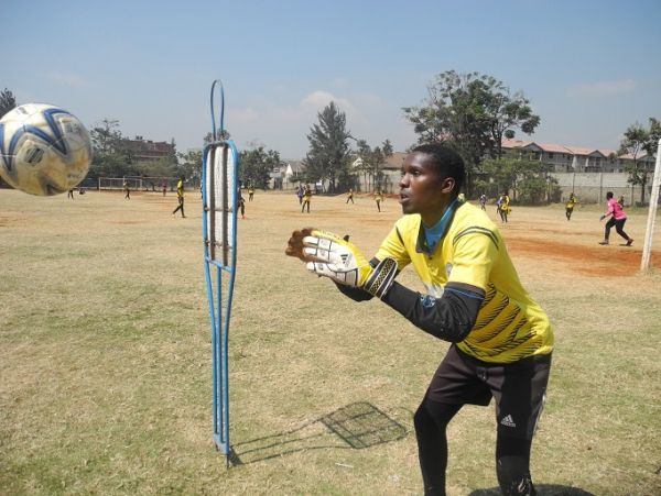 Sofapaka  FC custodian undergoes training at the Eastleight Secondary School in Nairobi on August 29, 2019. PHOTO/ SOFAPAKA FC