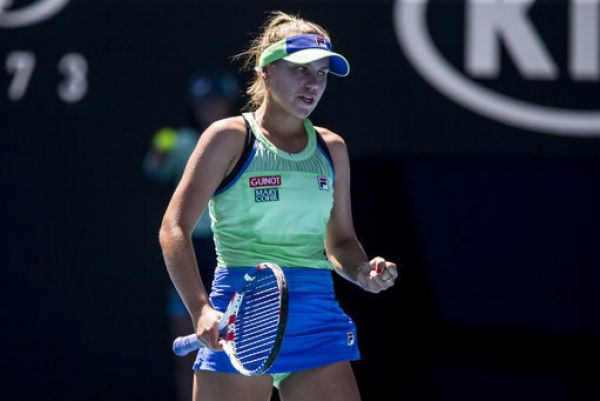 Sofia Kenin of the Untied States of America celebrates during the semifinals of the 2020 Australian Open on January 30 2020, at Melbourne Park in Melbourne, Australia. PHOTO | AFP