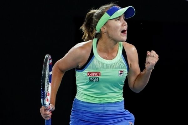 Sofia Kenin of the USA gestures during the women's singles final against Garbine Muguruza of Spain on day 13 of the Australian Open tennis tournament at Rod Laver Arena in Melbourne, Saturday, February 1, 2020. PHOTO | AFP