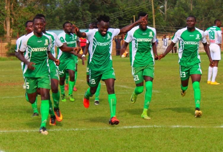 Sony Sugar FC celebrating a goal during a Sportpesa Premier League game on February 7, 2019. PHOTO/SONY SUGAR FC