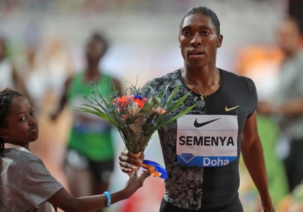 South Africa's Caster Semenya celebrates after winning the women's 800m during the IAAF Diamond League competition on May 3, 2019 in Doha. PHOTO/AFP