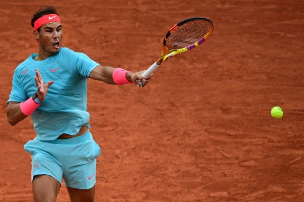 Spain's Rafael Nadal plays a forehand return to Belarus' Egor Gerasimov during their men's singles first round tennis match at the Philippe Chatrier court on Day 2 of The Roland Garros 2020 French Open tennis tournament in Paris on September 28, 2020. PHOTO | AFP