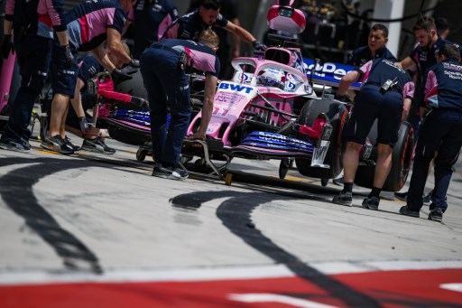 SportPesa Racing Point F1 driver, Sergio Perez at a pitstop during the Chinese Grand Prix at Shanghai, China on Sunday, April 14, 2019. PHOTO/AFP
