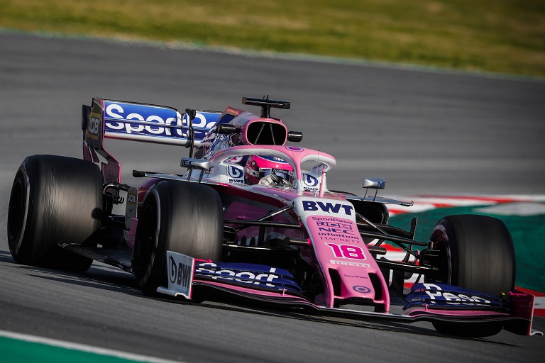 SportPesa Racing Point Formula 1 Team driver, Lance Stroll takes part in the tests for the new Formula One Grand Prix season at the Circuit de Catalunya in Montmelo in the outskirts of Barcelona on February 28, 2019.PHOTO/SPN