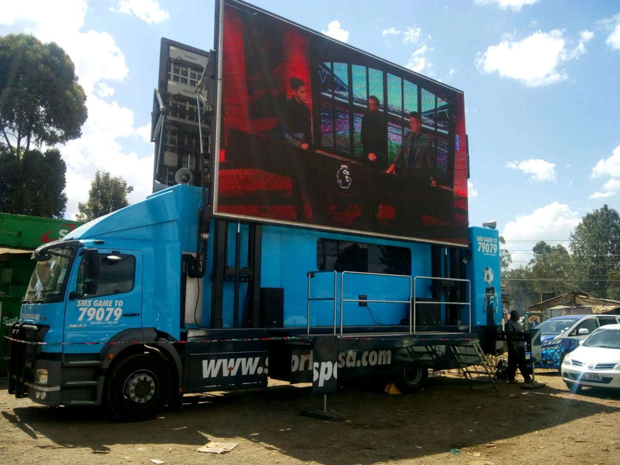 SportPesa viewing and commentary truck at En Market in Kabete on September 15, 2018.PHOTO/SPN