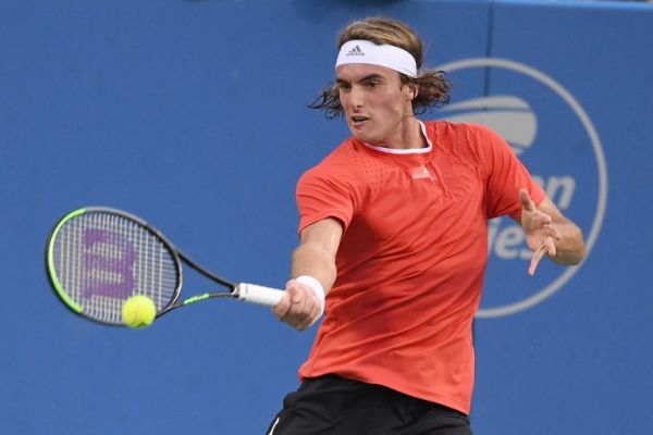 Stefanos Tsitsipas of Greece returns a shot from Jordan Thompson of Australia during Day 4 of the Citi Open at Rock Creek Tennis Center on August 1, 2019 in Washington, DC. PHOTO | AFP