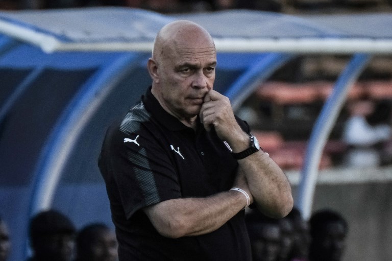 Swiss head coach of Egypt's Zamalek, Christian Gross reacts during CAF Confereration cup match against Kenya's Gor Mahia at Kasarani Stadium in Nairobi, Kenya, on Februrary 3, 2019. Kenya's Gor Mahia won by 4-2 against Egypt's Zamalek. PHOTO/AFP