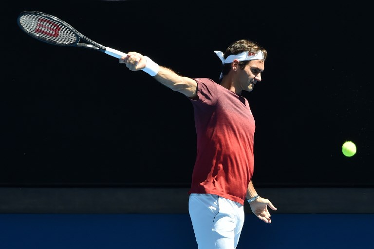 Switzerland's Roger Federer attends a practice session ahead of the Australian Open tennis tournament in Melbourne on January 13, 2019. PHOTO/AFP