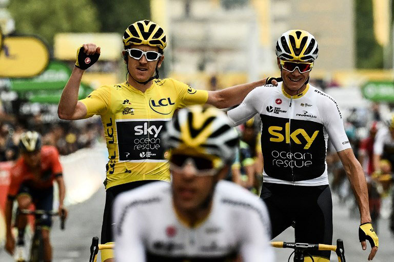 Team Sky star riders, Chris Froome (left) and Geraint Thomas. PHOTO/File