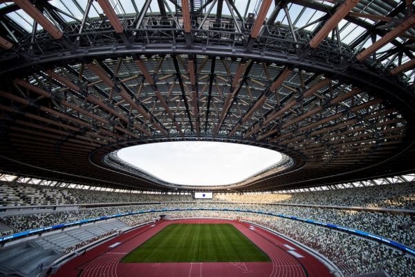 The National Stadium, venue for the upcoming Tokyo 2020 Olympic Games, is seen during a media tour following the the stadium's completion in Tokyo on December 15, 2019. The Tokyo 2020 Olympics organisers on December 15 celebrated the completion of the main stadium that features use of lumber and other Japanese architectural tradition, seven months before the Opening Ceremony. PHOTO | AFP