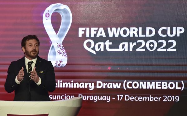 The president of the South American Football Confederation (CONMEBOL), Paraguayan Alejandro Dominguez, delivers a speech during the CONMEBOL’s preliminary draw for Qatar 2022 FIFA World Cup in Luque, Paraguay, on December 17, 2019. PHOTO | AFP