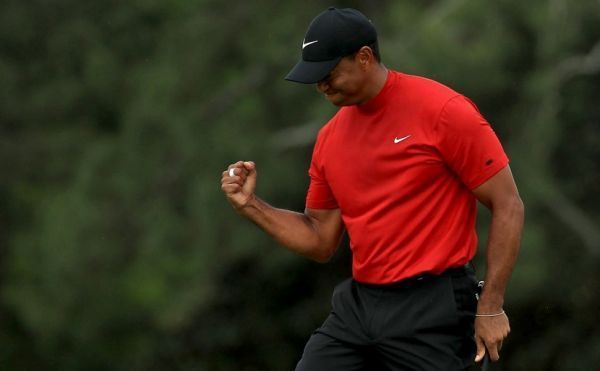 Tiger Woods of the United States celebrates winning the Masters during the final roubnd at Augusta National Golf Club on April 14, 2019 in Augusta, Georgia. PHOTO/AFP