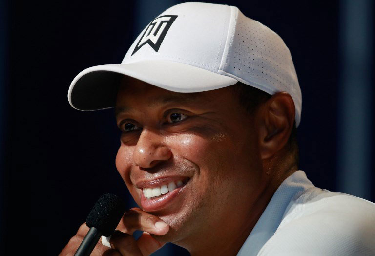 Tiger Woods of the United States speaks to the media during a press conference prior to the 2018 PGA Championship at Bellerive Country Club on August 7, 2018 in St. Louis, Missouri. PHOTO/AFP
