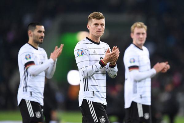 Toni Kroos (Germany), in the background Ilkay Guendogan (Germany) and Julian Brandt (Germany). PHOTO | AFP