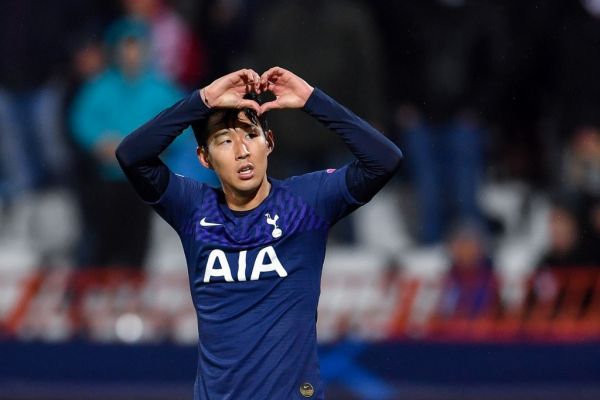 Tottenham Hotspur's South Korean striker Son Heung-Min celebrates after scoring his team's second goal during the UEFA Champions League Group B football match between Red Star Belgrade (Crvena Zvezda) and Tottenham Hotspur at the Rajko Mitic stadium in Belgrade, on November 6, 2019. PHOTO | AFP