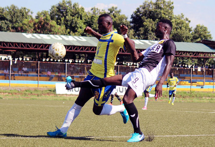 Tusker FC (right) and Western Stima FC in action in their SPL clash at Moi Stadium, Kisumu on Sunday, December 16, 2018. PHOTO/Tusker FC