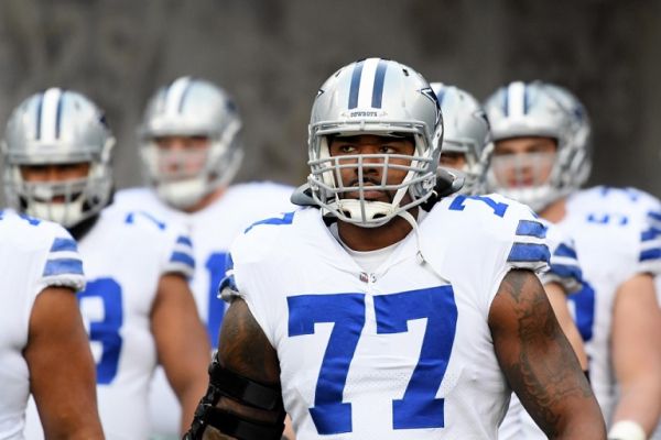 Tyron Smith #77 of the Dallas Cowboys takes the field before the NFC Divisional Playoff game against the Los Angeles Rams at Los Angeles Memorial Coliseum on January 12, 2019 in Los Angeles, California. PHOTO | AFP 