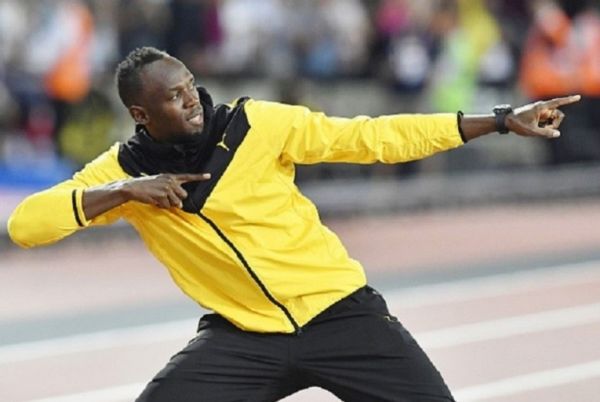 Usain Bolt of Jamaica poses during his retirement ceremony following the World Athletics Championships in London on Aug. 13, 2017. PHOTO/ GETTY IMAGES