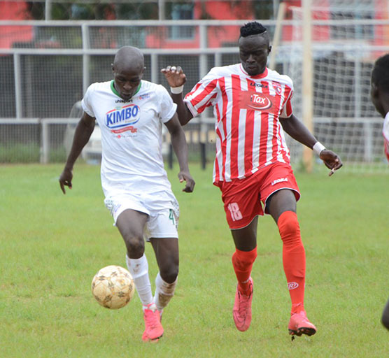 Ushuru FC and Bidco United FC players in action in a previous NSL clash. PHOTO/File