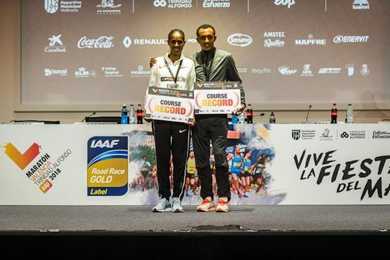 Valencia Marathon winners Ashete Dido and Leul Gebrselassie (Organisers) © Copyright