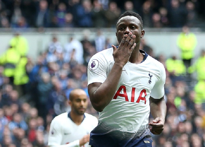Victor Wanyama of Tottenham Hotspur celebrates after scoring his team's first goal during the Premier League match between Tottenham Hotspur and Huddersfield Town at the Tottenham Hotspur Stadium on April 13, 2019 in London, United Kingdom.PHOTO/GETTY IMAGES
