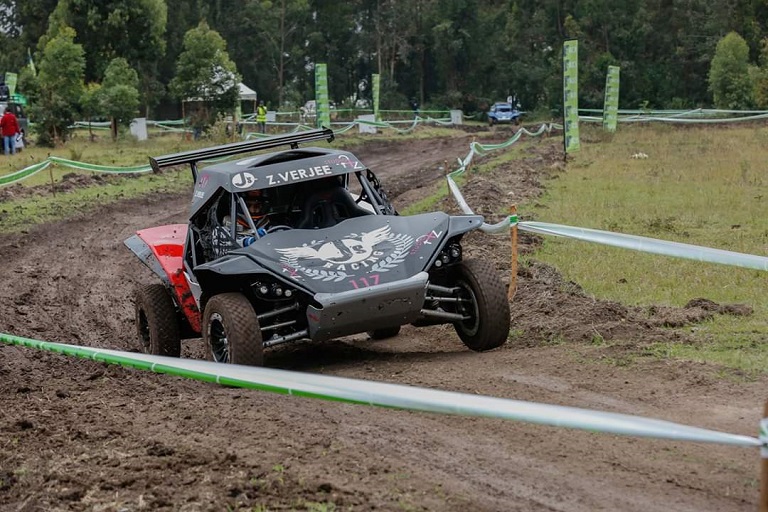 Zameer Verjee of Rage Buggy navigates the mud at the Kenya National Autocross Championship in Jamhuri Grounds in Nairobi.PHOTO/SPN